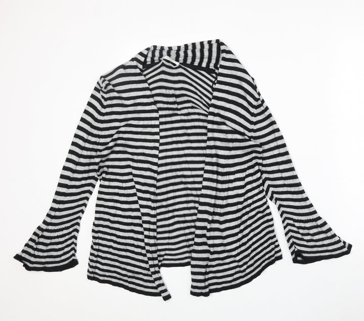 Marks and Spencer Womens Black V-Neck Striped Viscose Cardigan Jumper Size 8