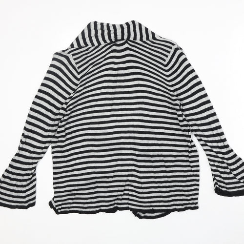 Marks and Spencer Womens Black V-Neck Striped Viscose Cardigan Jumper Size 8