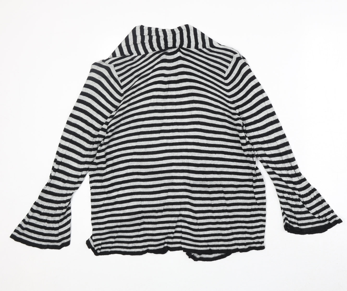 Marks and Spencer Womens Black V-Neck Striped Viscose Cardigan Jumper Size 8