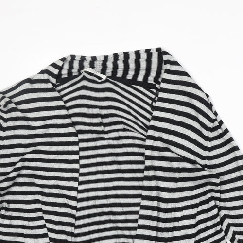Marks and Spencer Womens Black V-Neck Striped Viscose Cardigan Jumper Size 8