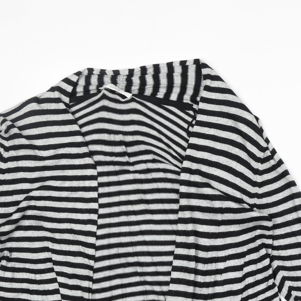 Marks and Spencer Womens Black V-Neck Striped Viscose Cardigan Jumper Size 8