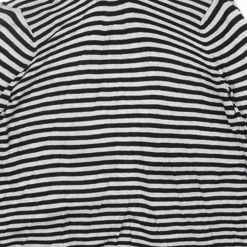 Marks and Spencer Womens Black V-Neck Striped Viscose Cardigan Jumper Size 8