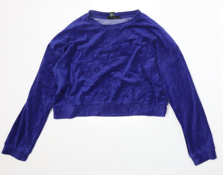 FOREVER 21 Womens Blue Polyester Pullover Sweatshirt Size S Pullover - Cropped