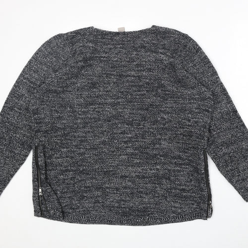 H&M Womens Grey V-Neck Cotton Pullover Jumper Size L