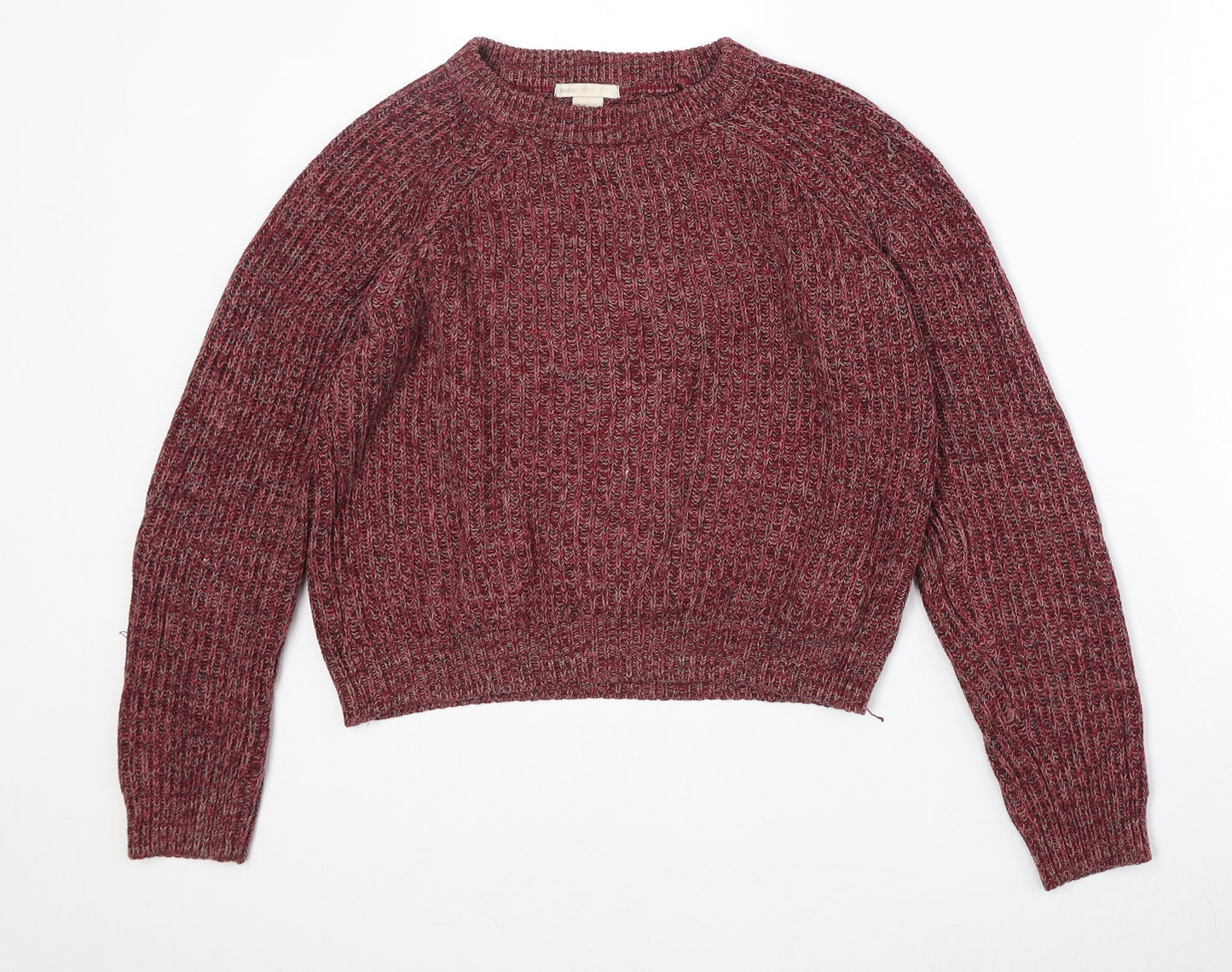 H&M Womens Red Round Neck Cotton Pullover Jumper Size XS