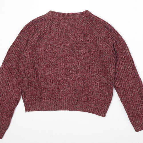 H&M Womens Red Round Neck Cotton Pullover Jumper Size XS