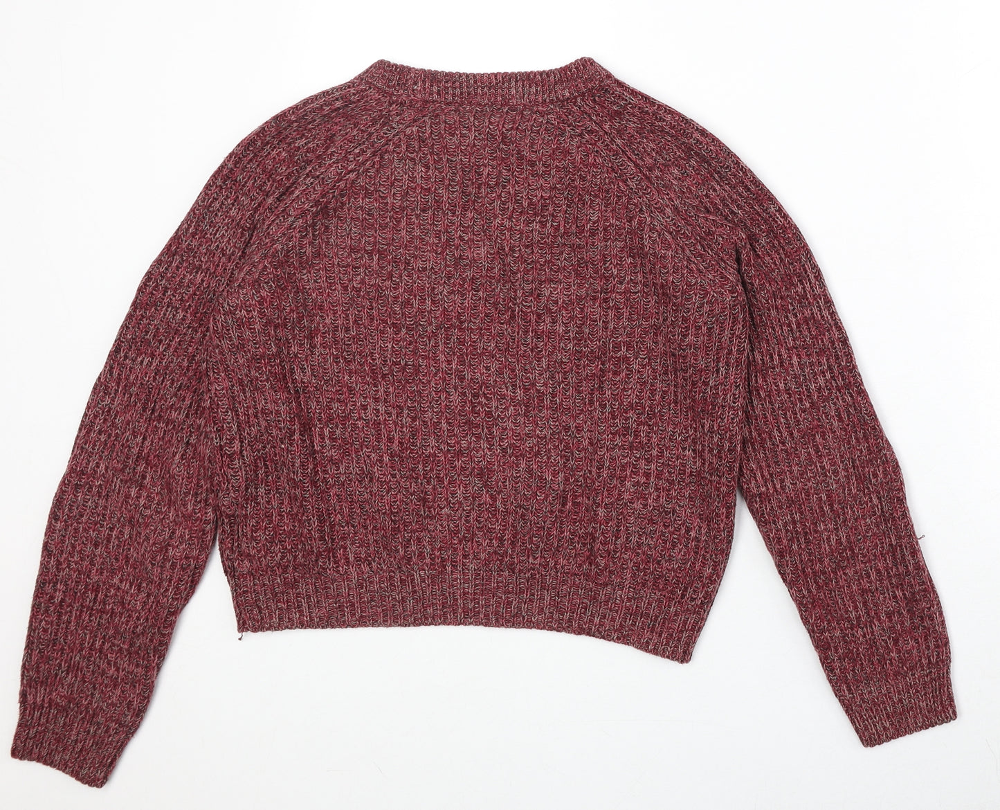 H&M Womens Red Round Neck Cotton Pullover Jumper Size XS
