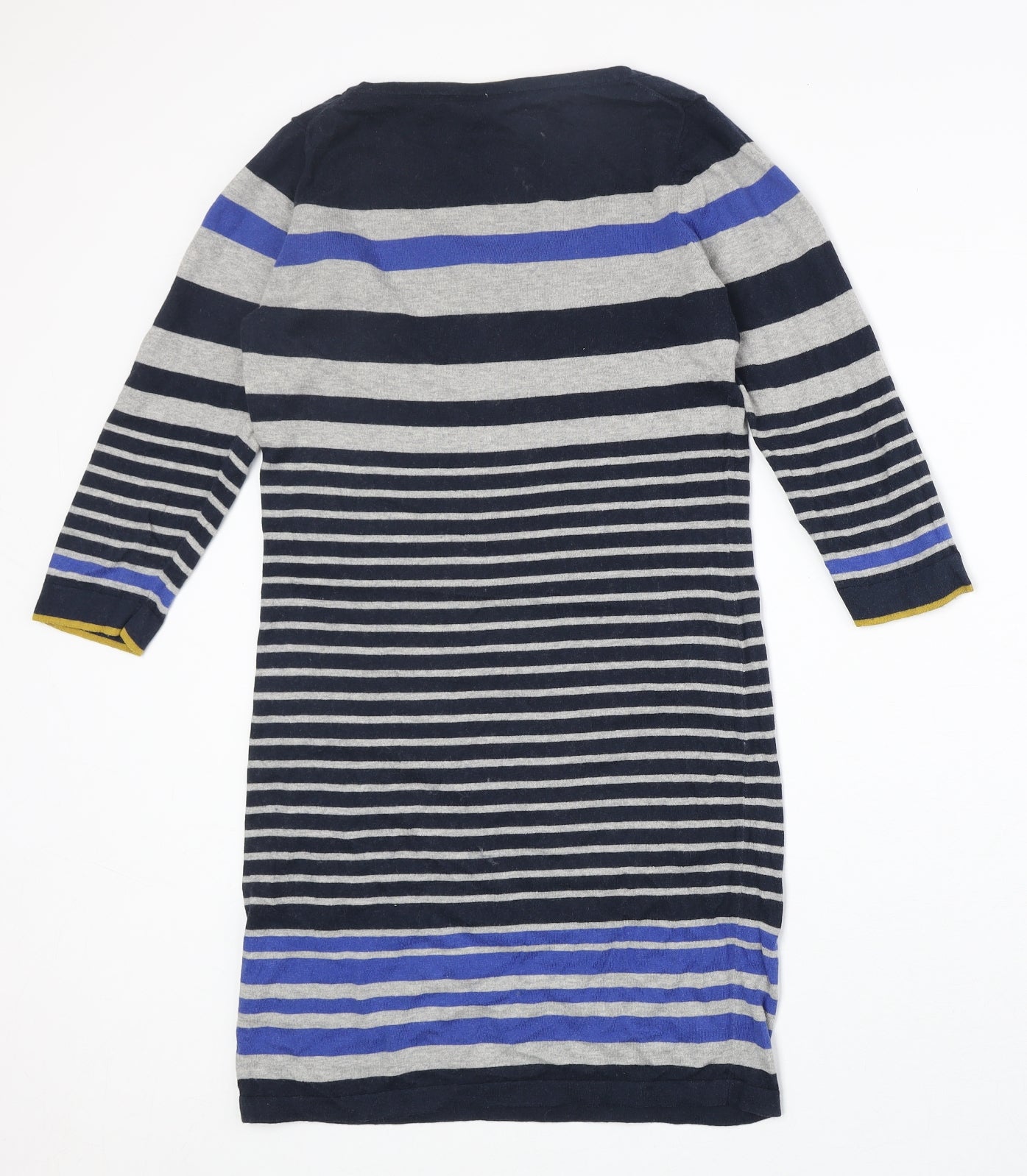 Marks and Spencer Womens Multicoloured Striped Cotton Jumper Dress Size 8 Round Neck Pullover