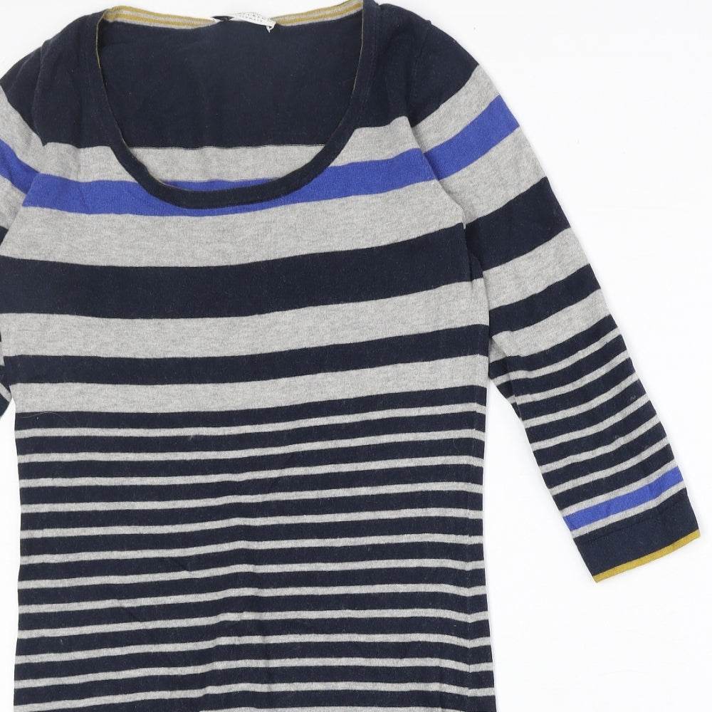 Marks and Spencer Womens Multicoloured Striped Cotton Jumper Dress Size 8 Round Neck Pullover