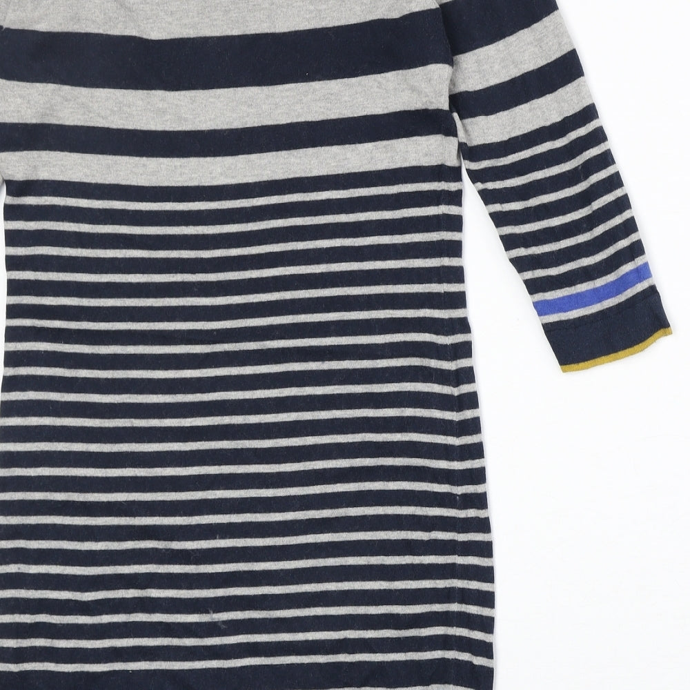 Marks and Spencer Womens Multicoloured Striped Cotton Jumper Dress Size 8 Round Neck Pullover