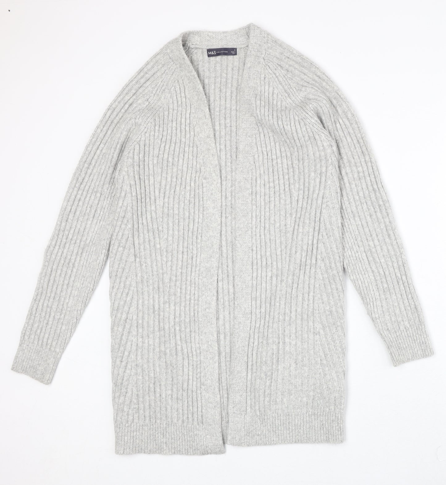 Marks and Spencer Womens Grey V-Neck Polyester Cardigan Jumper Size S