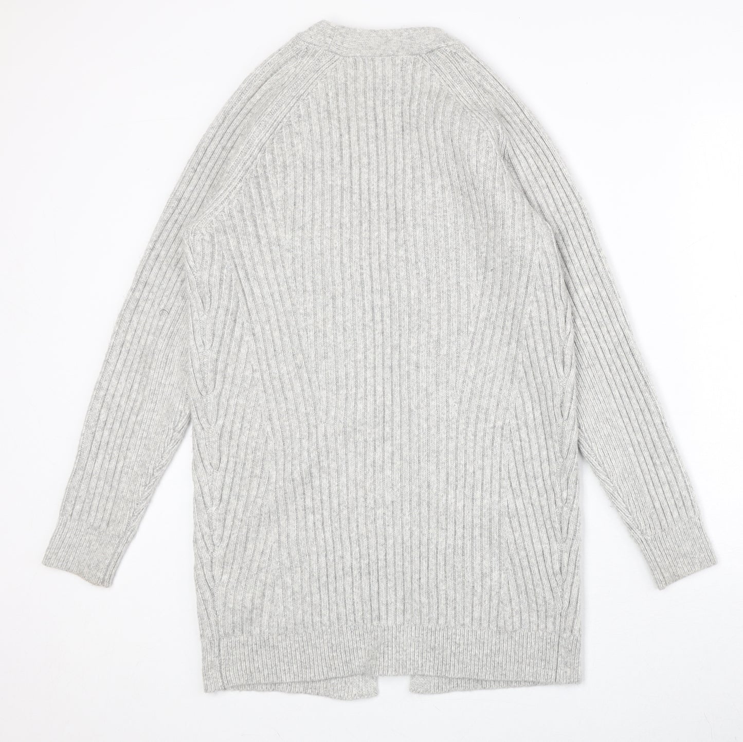 Marks and Spencer Womens Grey V-Neck Polyester Cardigan Jumper Size S