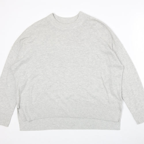 H&M Womens Grey Round Neck Acrylic Pullover Jumper Size M