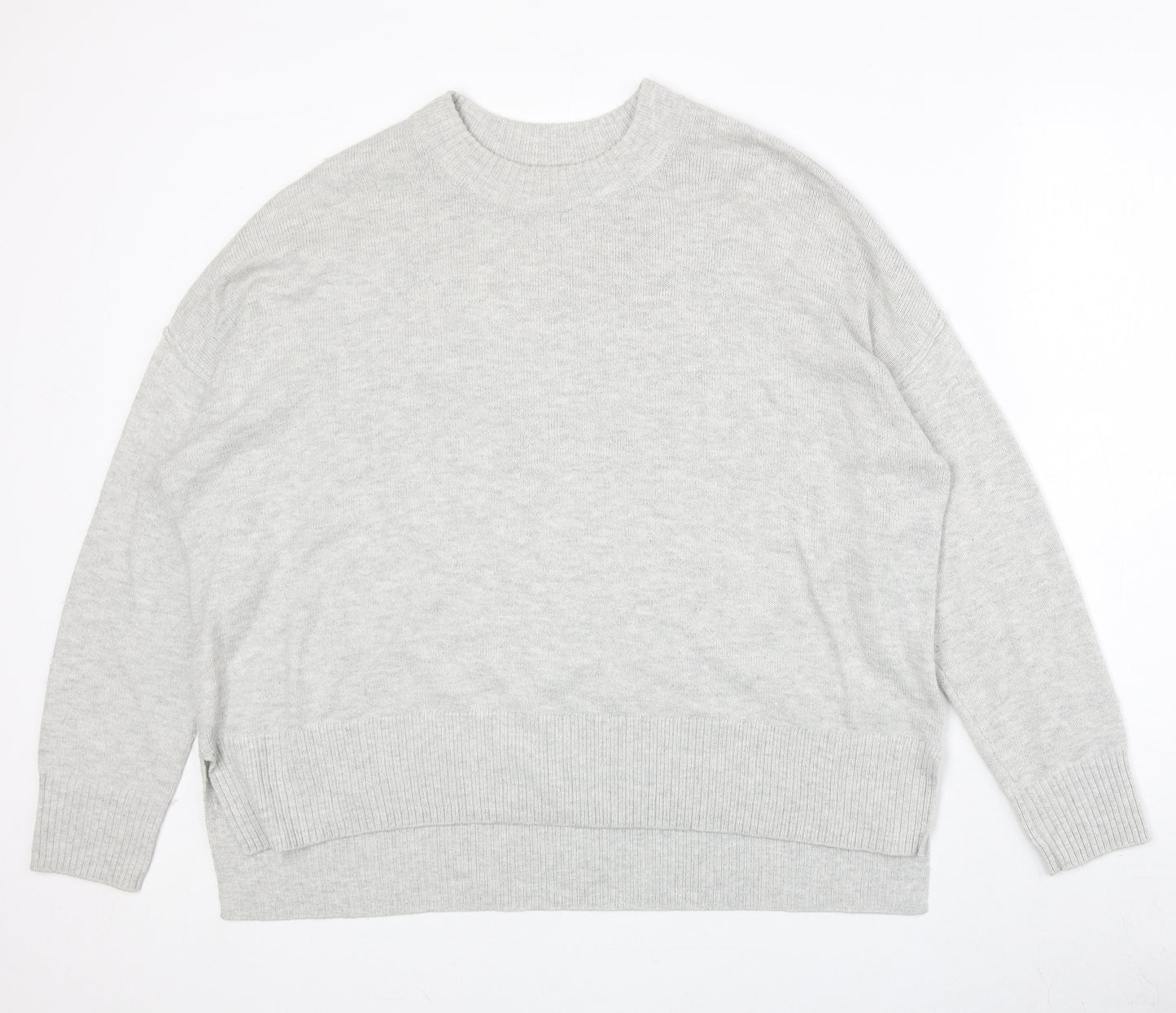 H&M Womens Grey Round Neck Acrylic Pullover Jumper Size M