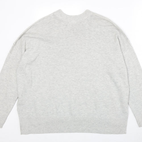 H&M Womens Grey Round Neck Acrylic Pullover Jumper Size M