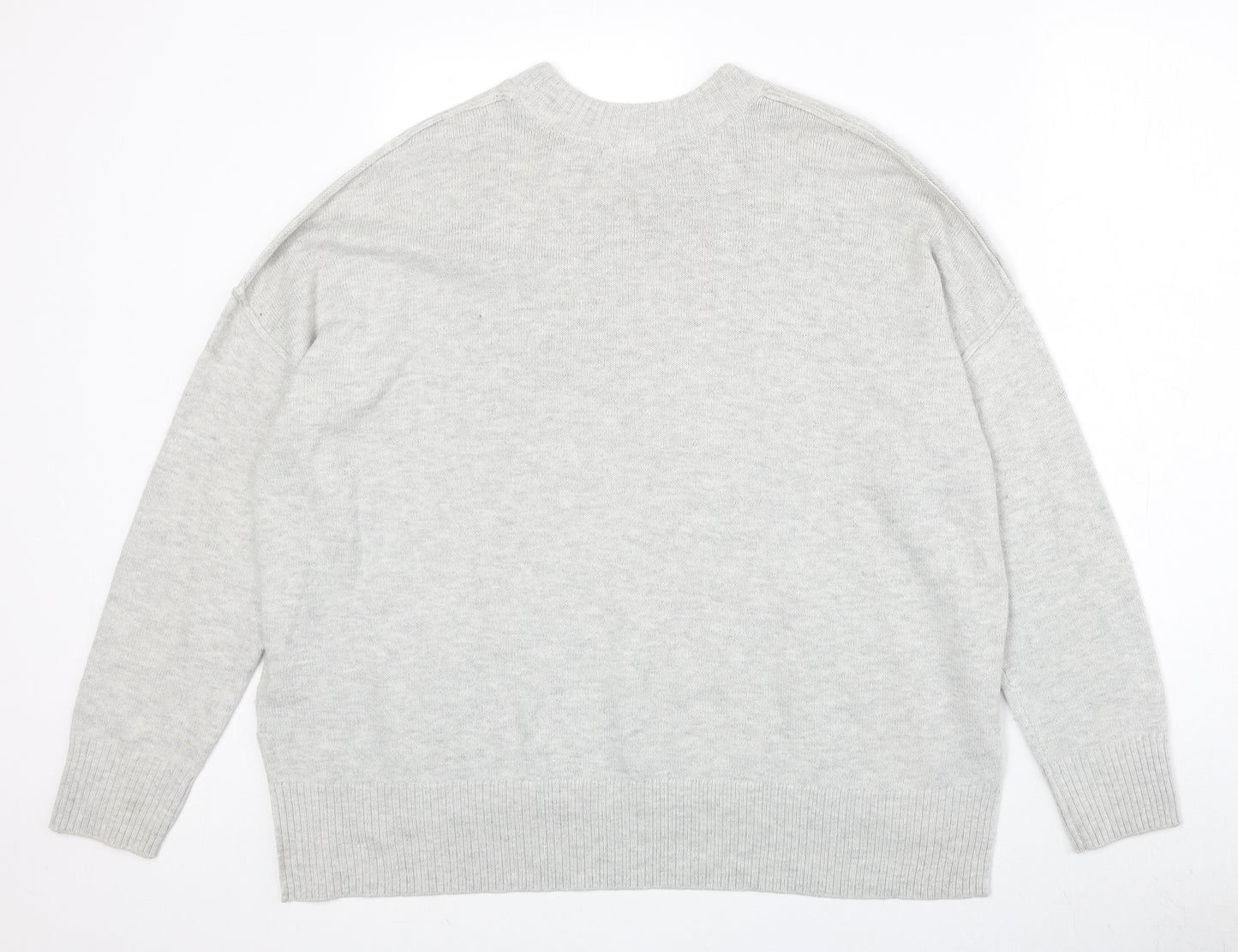 H&M Womens Grey Round Neck Acrylic Pullover Jumper Size M