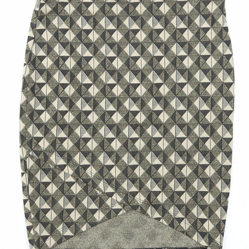 Stradivarius Womens Multicoloured Geometric Polyester Straight & Pencil Skirt Size S