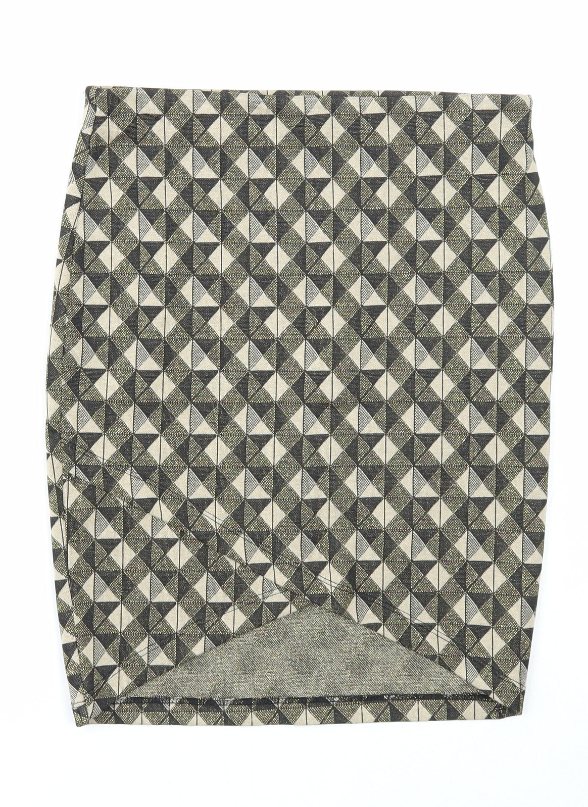 Stradivarius Womens Multicoloured Geometric Polyester Straight & Pencil Skirt Size S