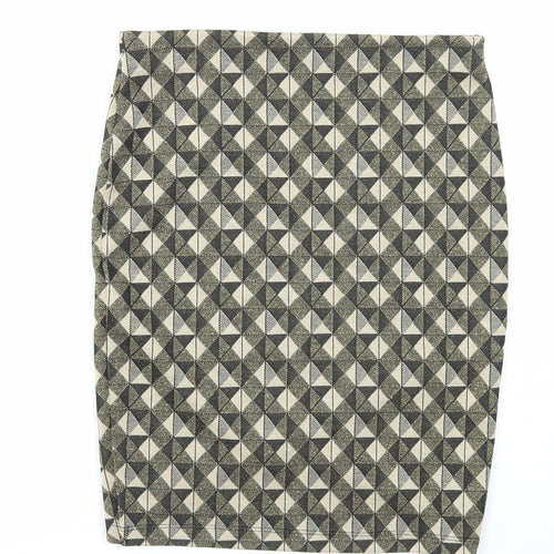 Stradivarius Womens Multicoloured Geometric Polyester Straight & Pencil Skirt Size S