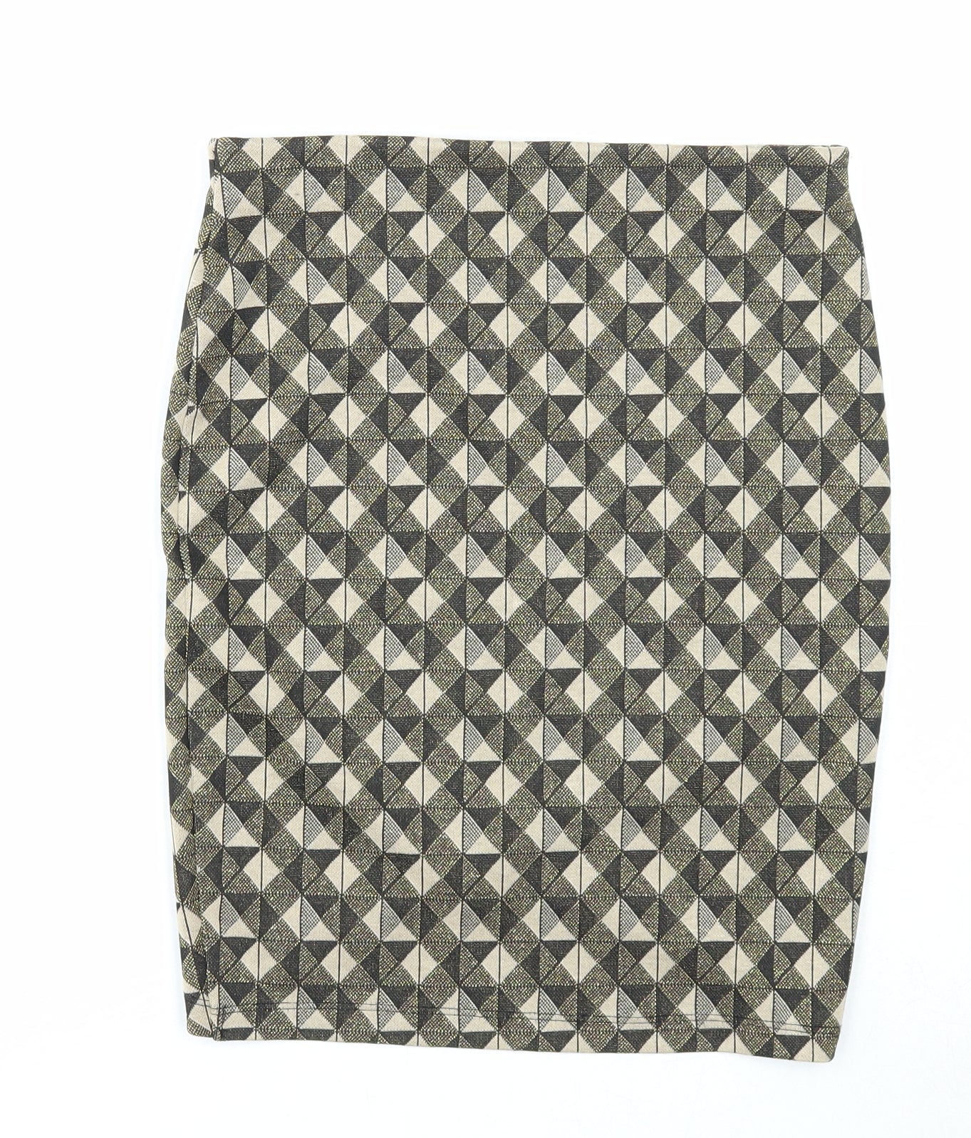 Stradivarius Womens Multicoloured Geometric Polyester Straight & Pencil Skirt Size S