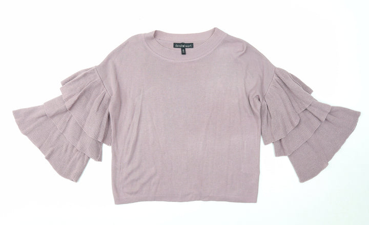 Derek Heart Womens Purple Round Neck Acrylic Pullover Jumper Size S