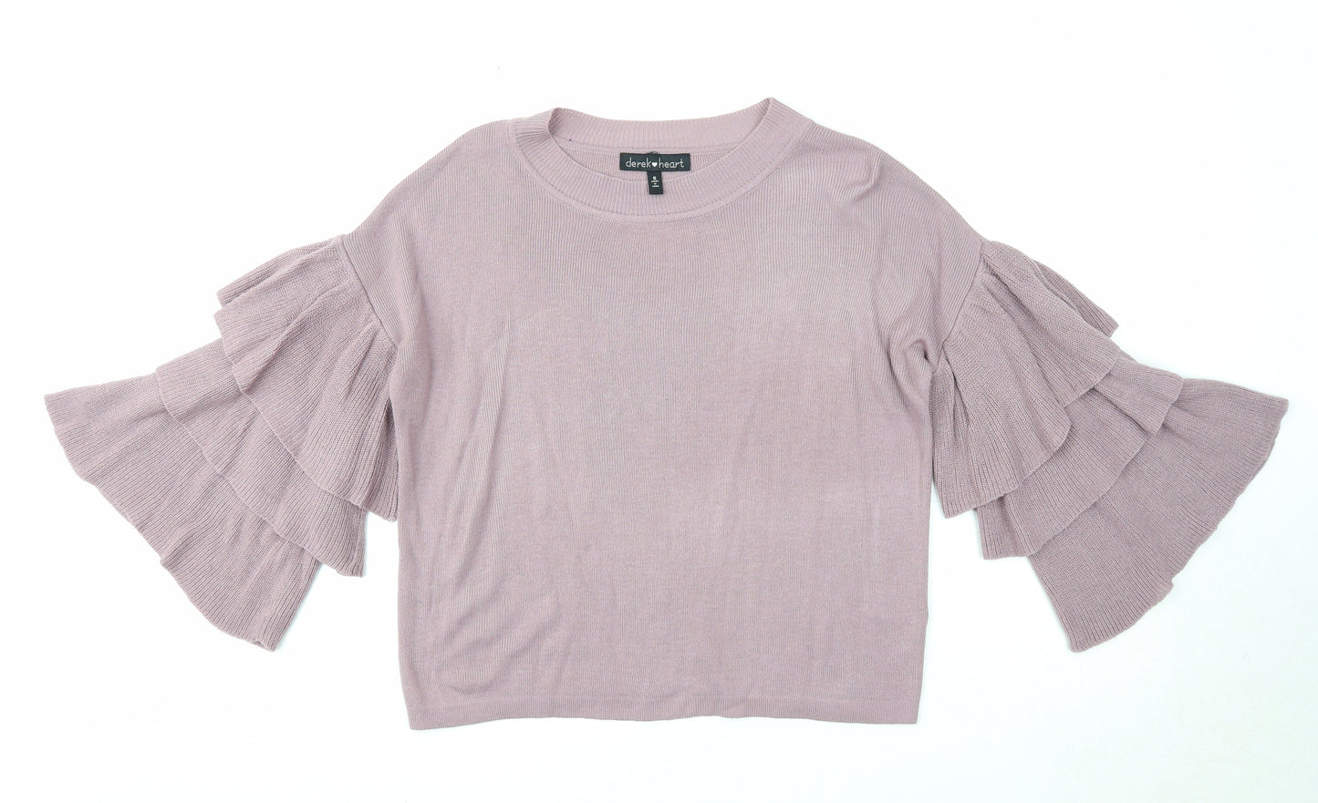 Derek Heart Womens Purple Round Neck Acrylic Pullover Jumper Size S