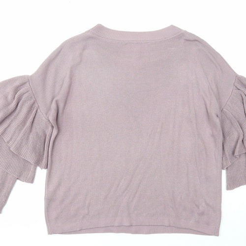 Derek Heart Womens Purple Round Neck Acrylic Pullover Jumper Size S