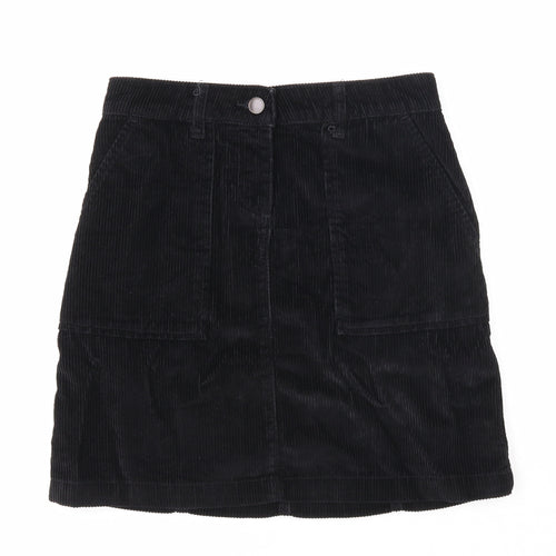 NEXT Womens Black Cotton A-Line Skirt Size 6 Zip