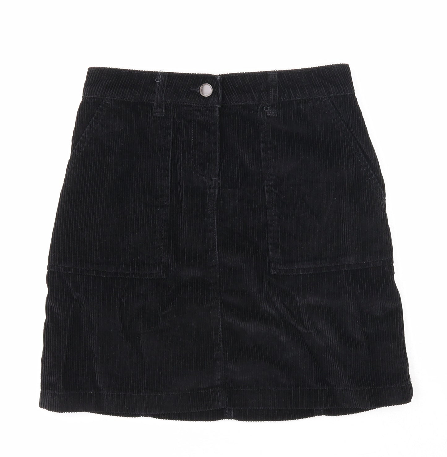 NEXT Womens Black Cotton A-Line Skirt Size 6 Zip