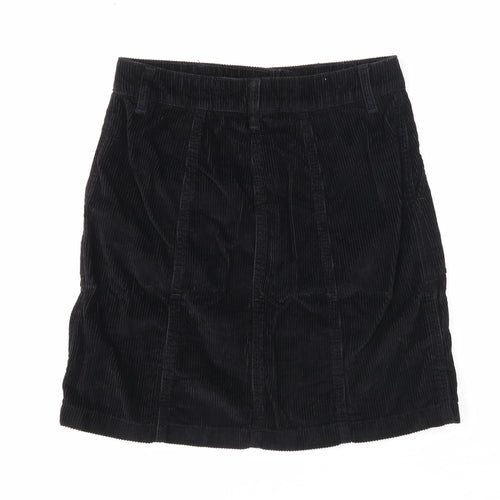 NEXT Womens Black Cotton A-Line Skirt Size 6 Zip