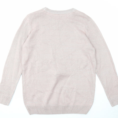 Blooming Marvellous Womens Pink Round Neck Acrylic Pullover Jumper Size M - Reindeer