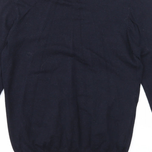 Mango Womens Blue V-Neck Viscose Pullover Jumper Size M