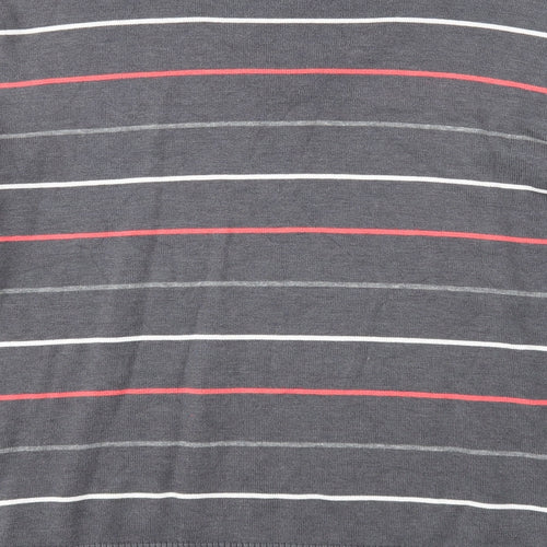 Grey Connection Mens Grey V-Neck Striped Cotton Pullover Jumper Size M Long Sleeve