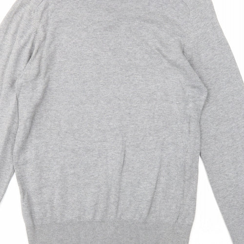 H&M Womens Grey V-Neck Cotton Pullover Jumper Size S