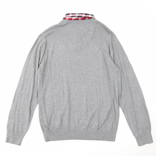 Lee Cooper Mens Grey Collared Cotton Pullover Jumper Size M