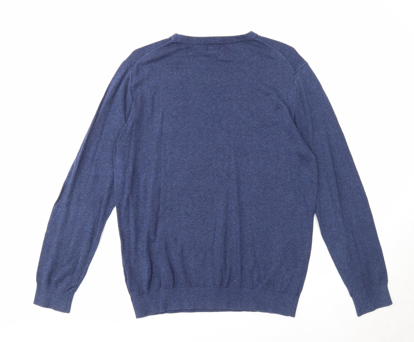 H&M Mens Blue Round Neck Cotton Pullover Jumper Size M Long Sleeve