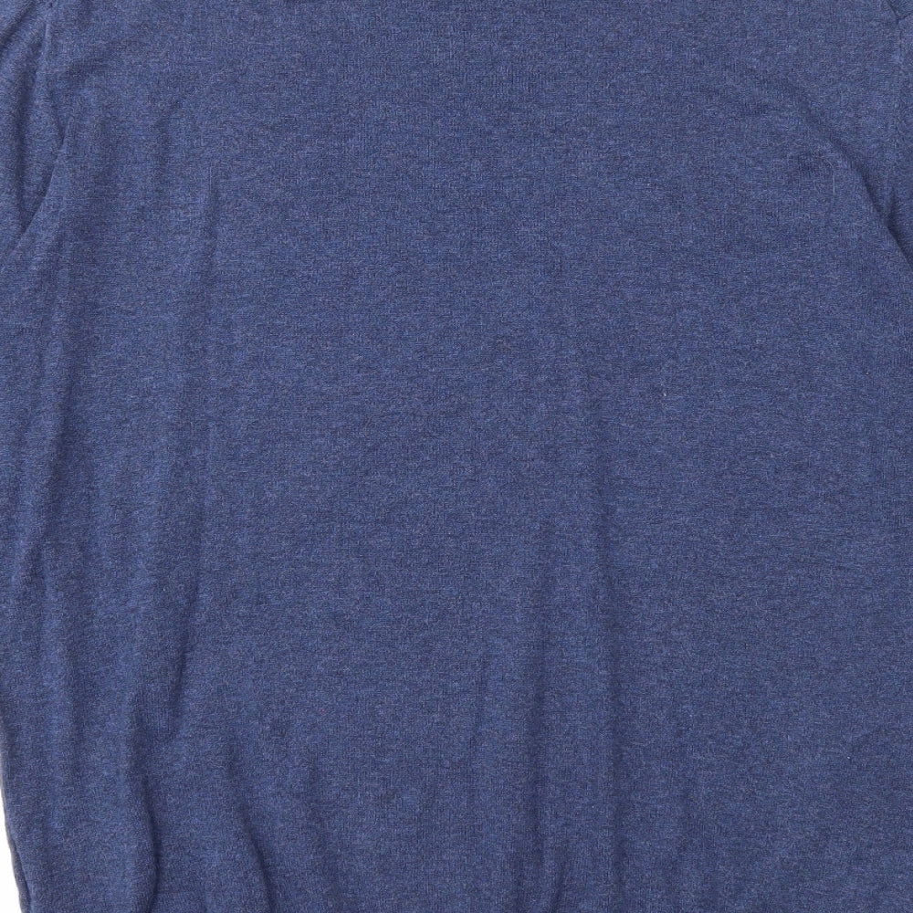 H&M Mens Blue Round Neck Cotton Pullover Jumper Size M Long Sleeve