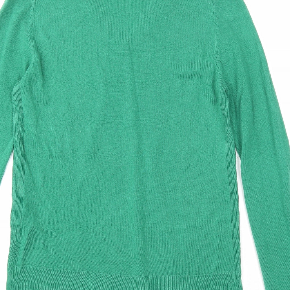 Marks and Spencer Womens Green V-Neck Acrylic Pullover Jumper Size 10