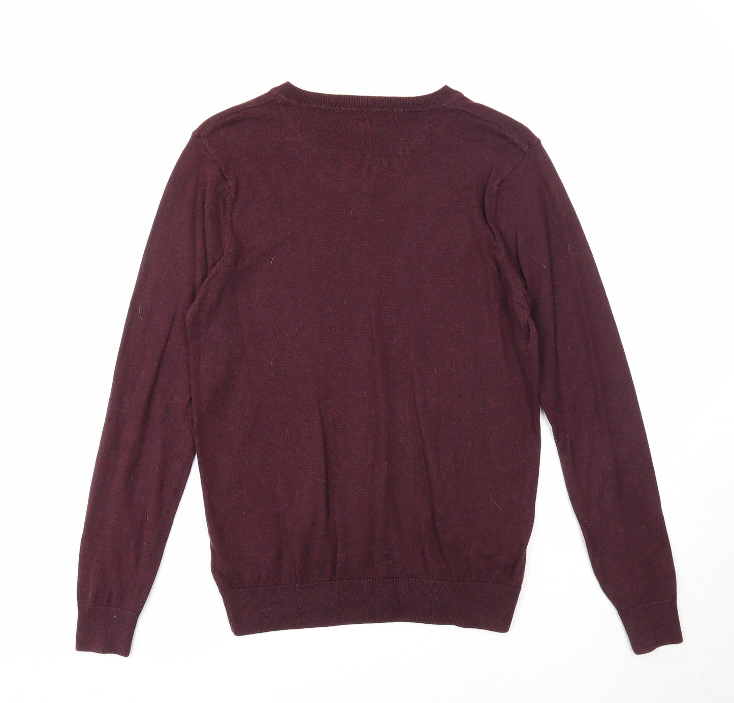 NEXT Mens Purple V-Neck Cotton Pullover Jumper Size S Long Sleeve