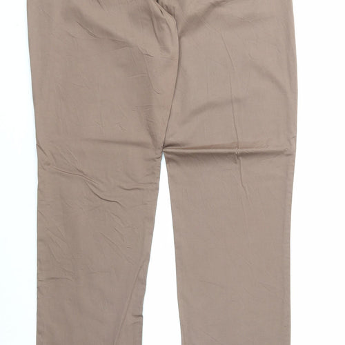 Divina Womens Brown Cotton Chino Trousers Size 12 Regular Zip