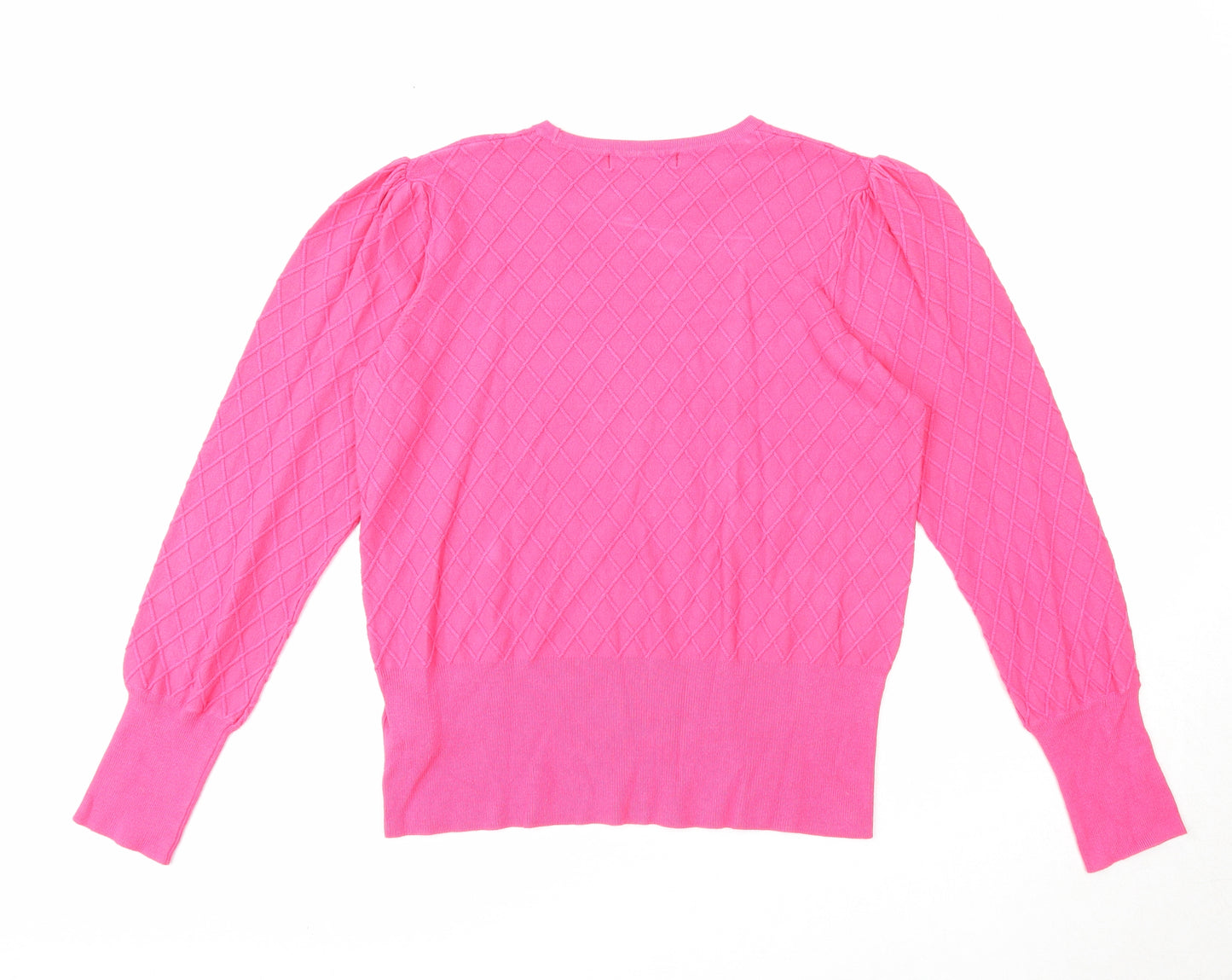 Marks and Spencer Womens Pink Round Neck Geometric Acrylic Pullover Jumper Size 12