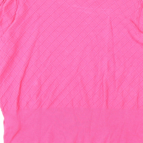 Marks and Spencer Womens Pink Round Neck Geometric Acrylic Pullover Jumper Size 12