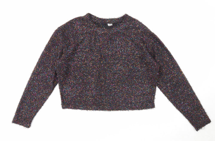Divided by H&M Womens Black Round Neck Polyester Pullover Jumper Size M