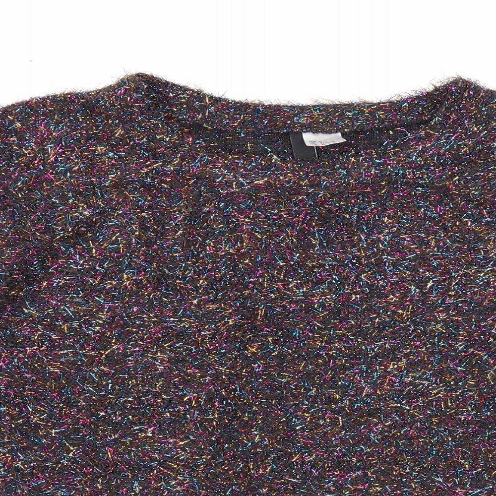 Divided by H&M Womens Black Round Neck Polyester Pullover Jumper Size M