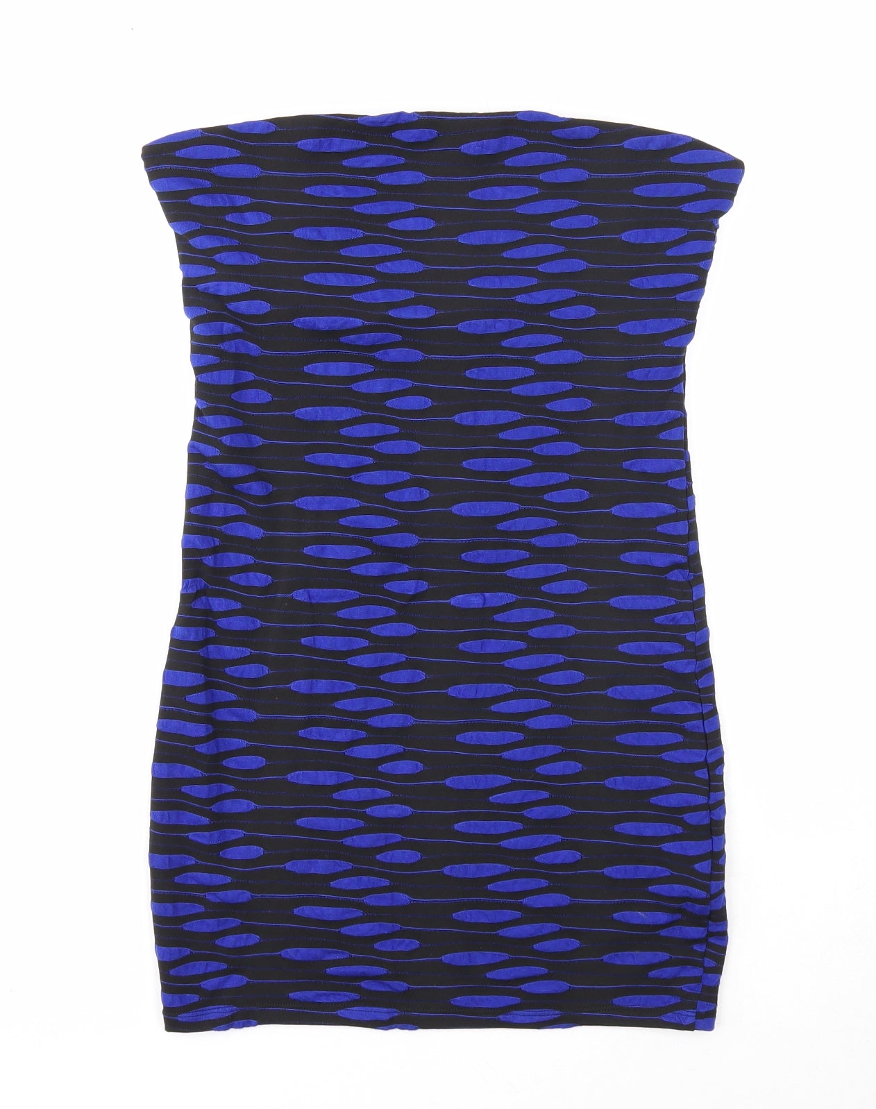 Lipsy Womens Black Geometric Viscose Bodycon Size 12 Square Neck Pullover