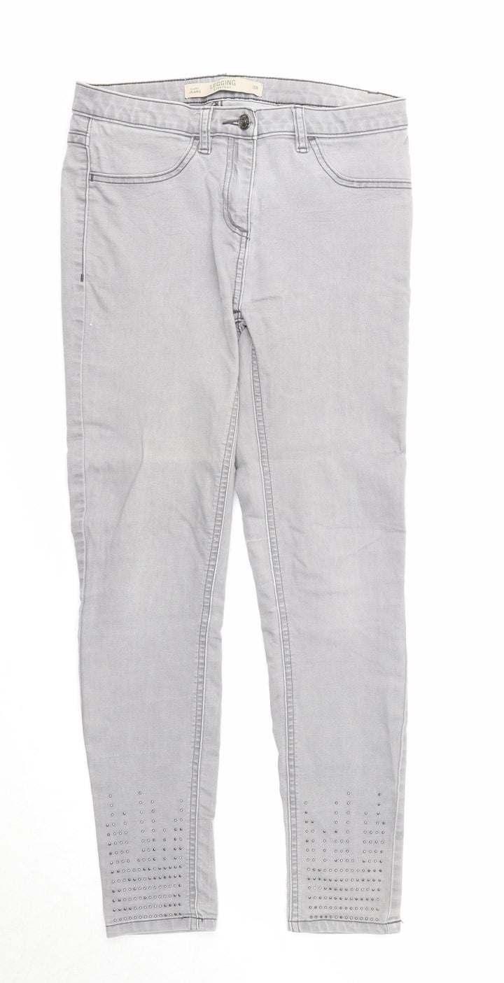 NEXT Womens Grey Cotton Skinny Jeans Size 10 Regular Zip
