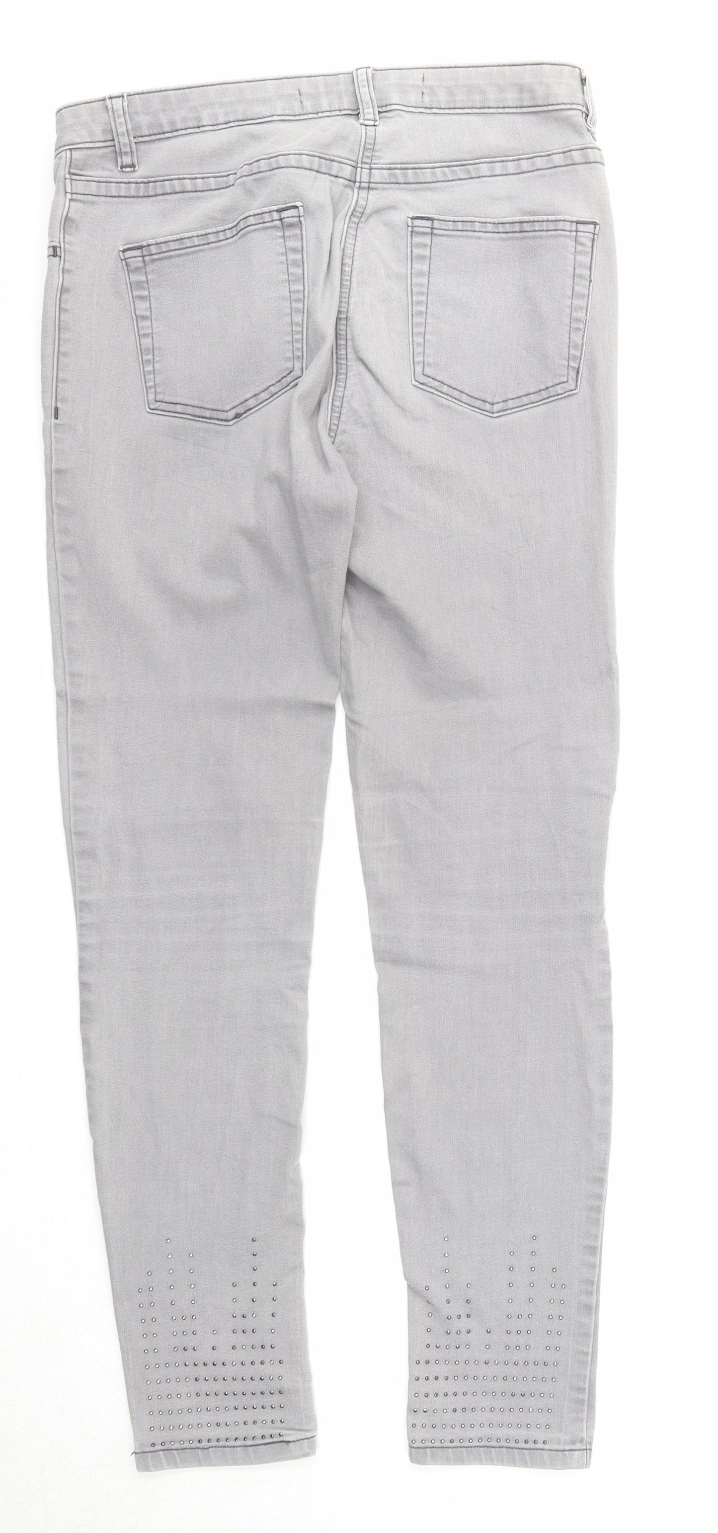 NEXT Womens Grey Cotton Skinny Jeans Size 10 Regular Zip