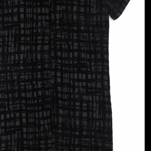 Great Plains Womens Black Geometric Polyester A-Line Size M Round Neck Zip