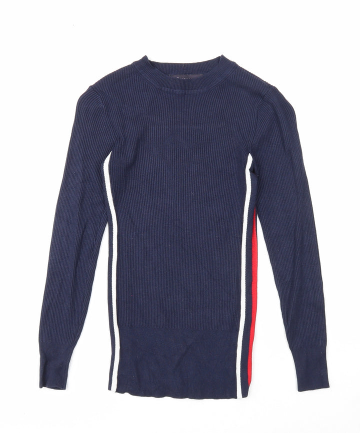 Marks and Spencer Womens Blue Round Neck Viscose Pullover Jumper Size 6