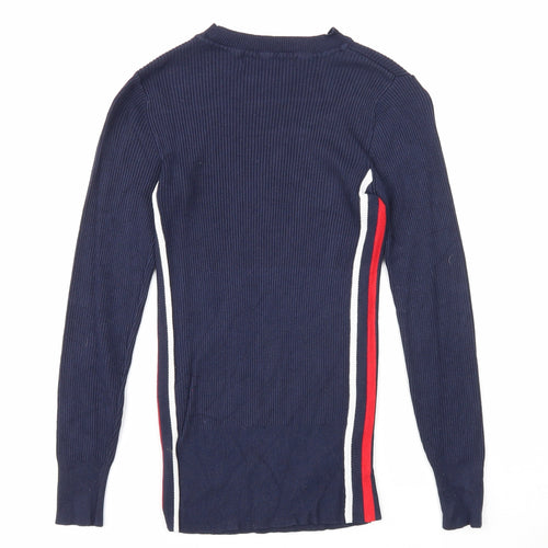 Marks and Spencer Womens Blue Round Neck Viscose Pullover Jumper Size 6